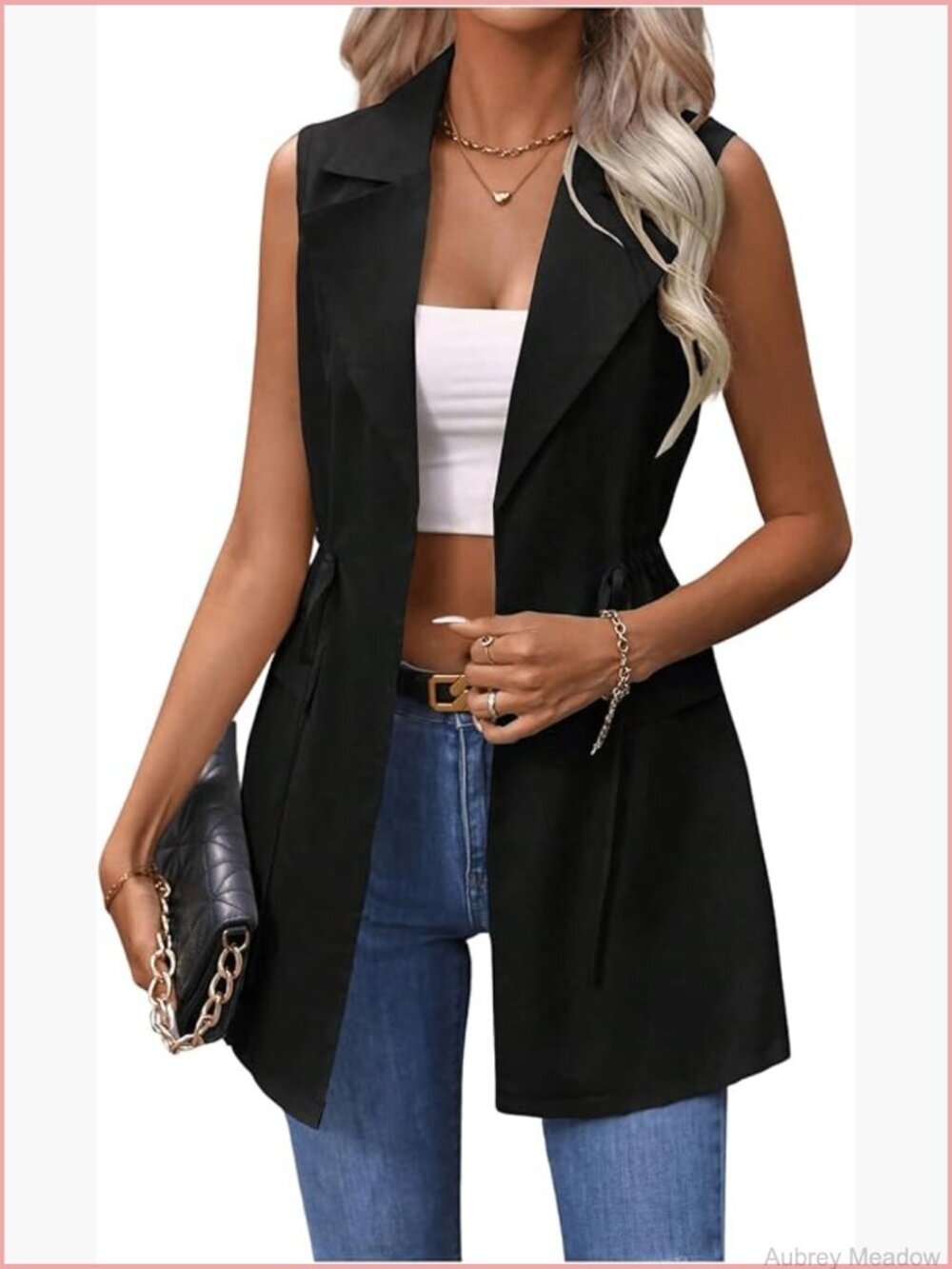 Sleeveless Open Front Long Cardigan Vest with Pockets